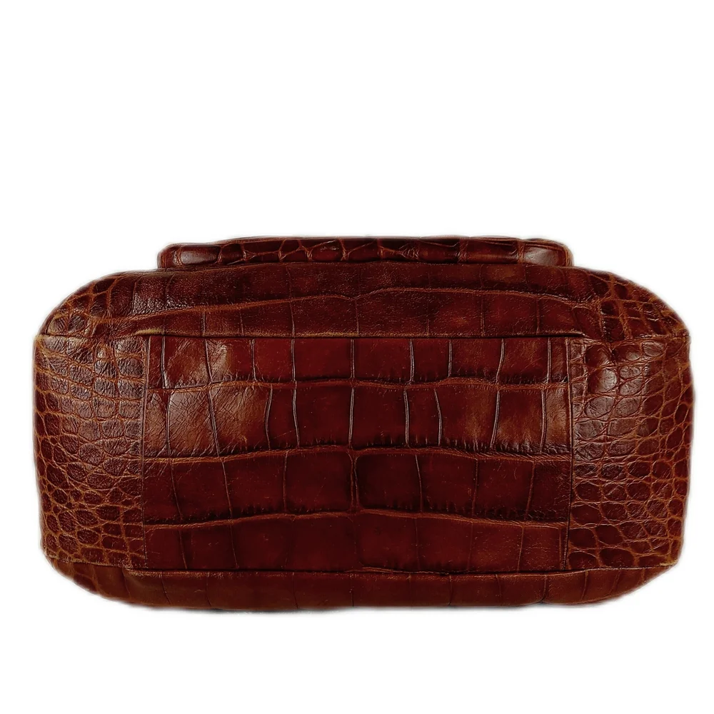 COACH Exotic Croc-Embossed Brown Kristin Satchel w/Extra Strap